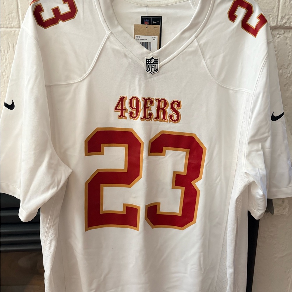 NFL White San Francisco 49ers #23 Jersey with Red and Gold Accents